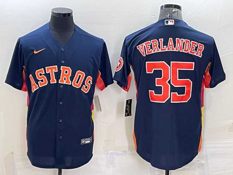 Men%27s Houston Astros #35 Justin Verlander Navy Blue With Patch Stitched MLB Cool Base Nike Jersey->houston astros->MLB Jersey